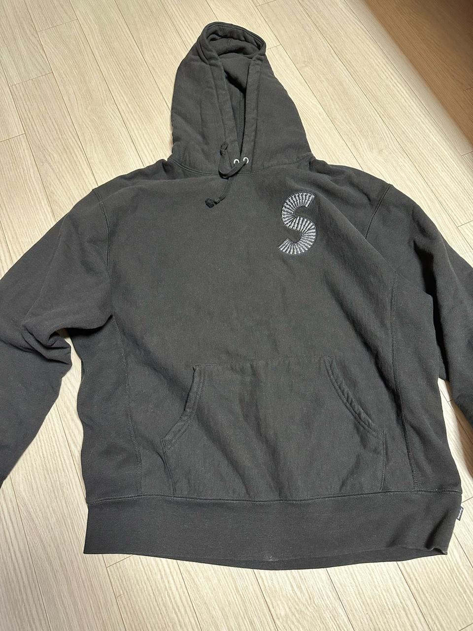 (L) 20FW 슈프림 S 로고 후드티 블랙