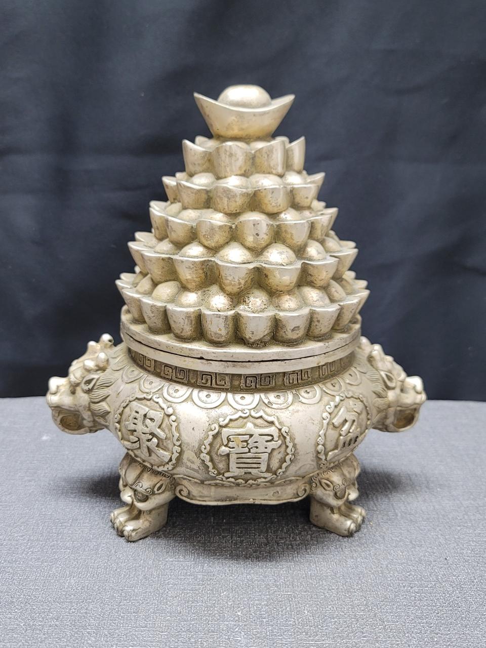 백동 삼족 용두향로