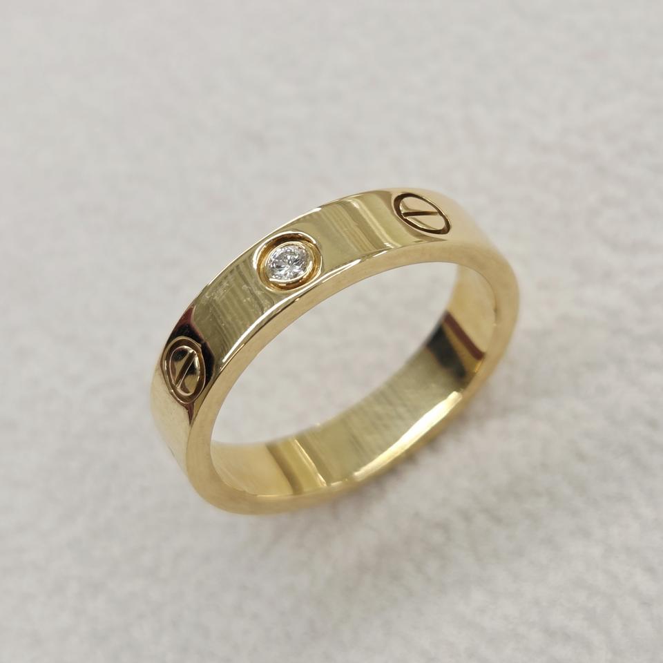 [49호] 까르띠에 러브링 원포인트 다이아 웨딩밴드 옐로우 골드