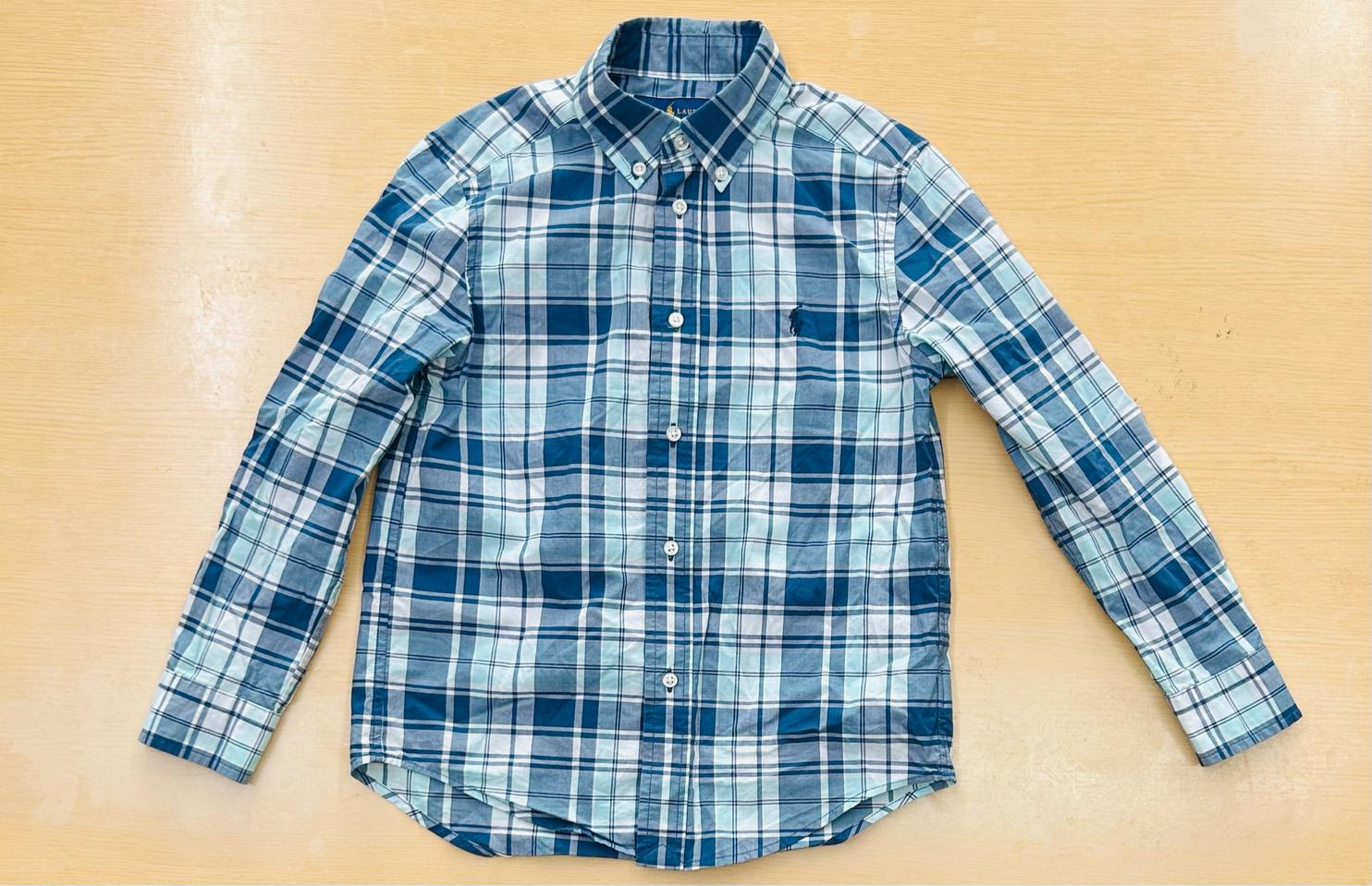 6t사이즈 폴로랄프로렌 키즈 카라체크남방 셔츠 블루 정품