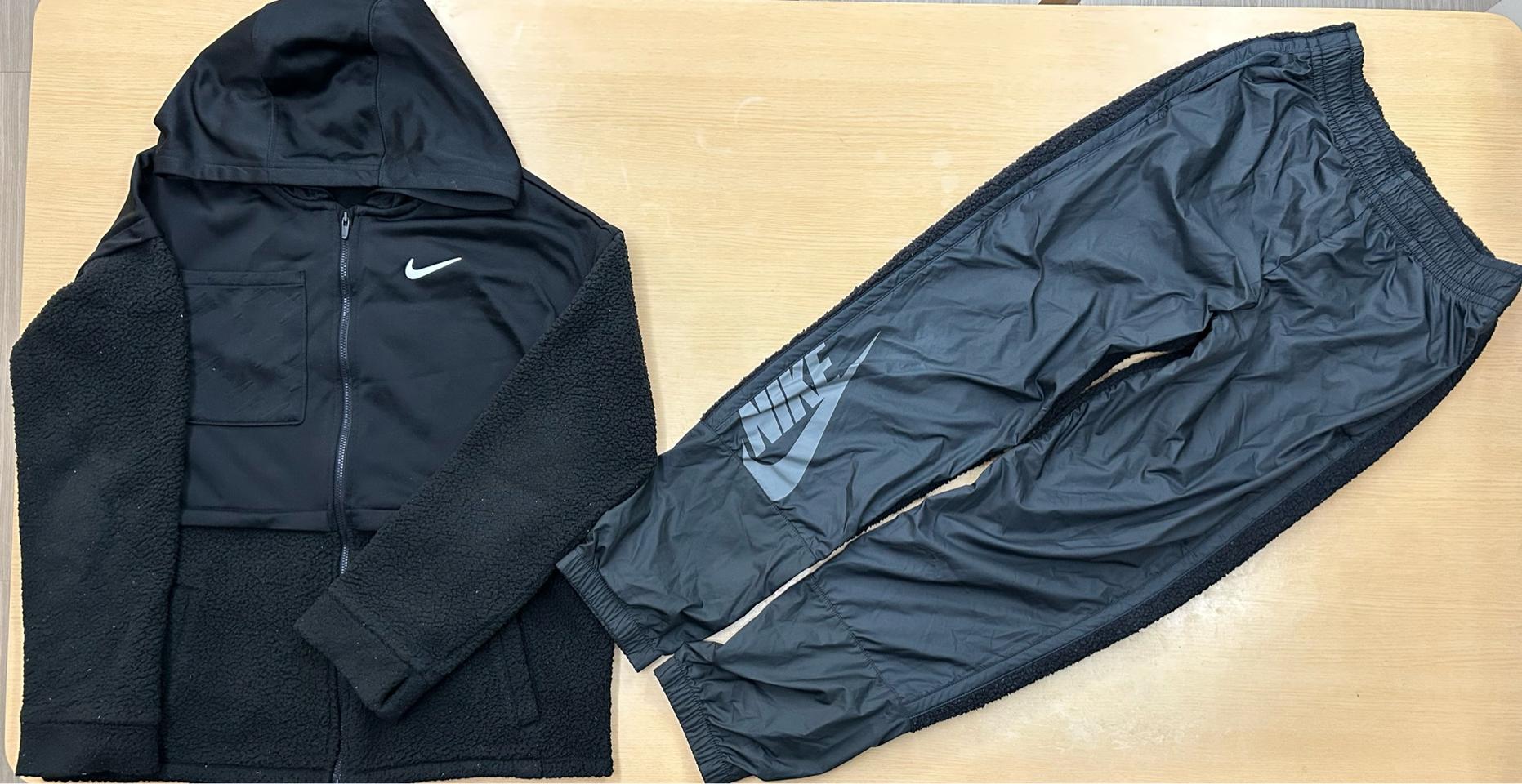 155 사이즈 나이키 플리스 후드 집업 + 트레이닝 바지 세트 블랙 셋업