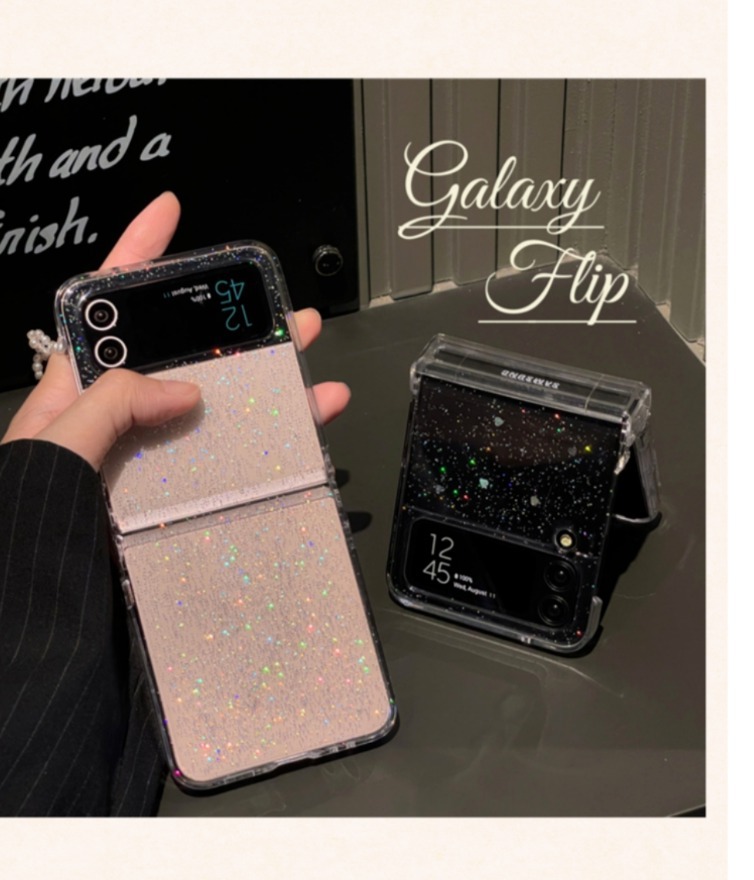 갤럭시 Z플립4 투명 글리터 힌지케이스