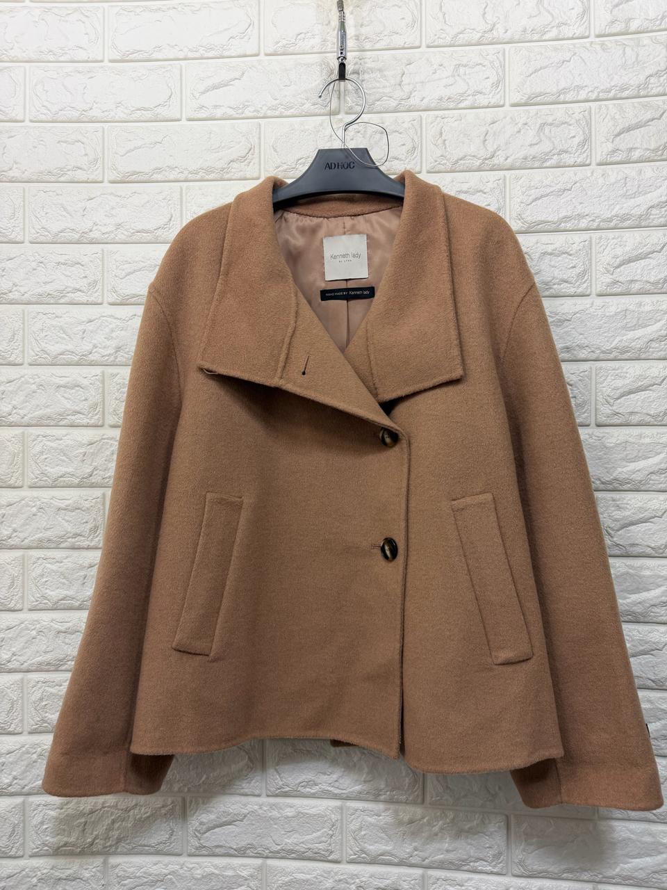 케네스레이디 캐시미어 블렌드 핸드메이드 하이넥 자켓 55