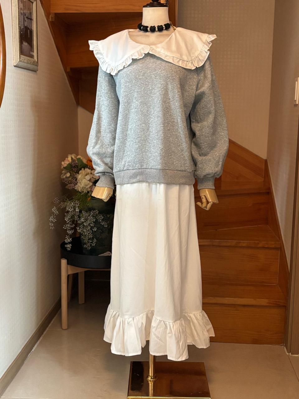 레이어드 프릴 카라 롱 원피스. 31