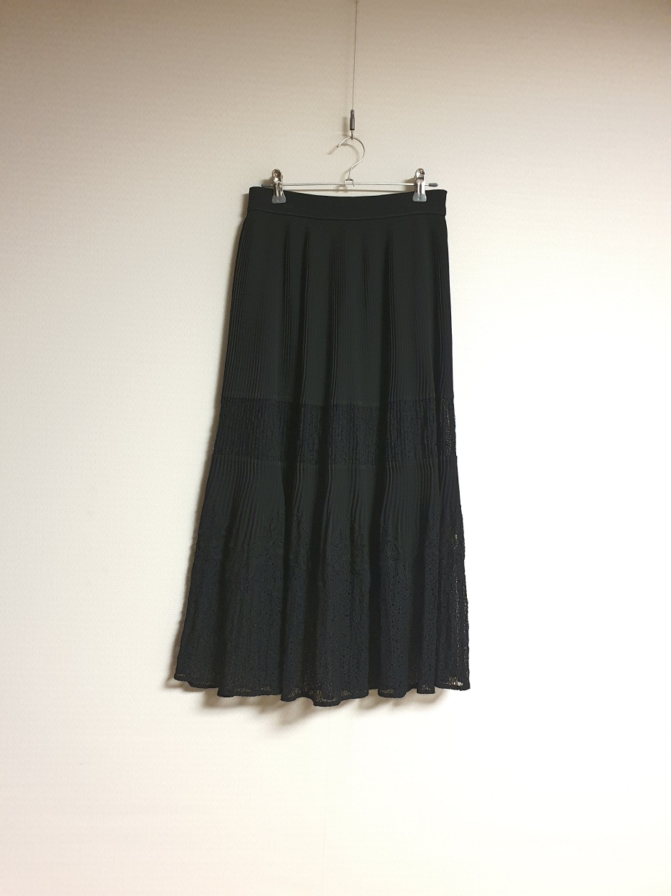 타임 time 플리츠 레이스 디테일 밴딩  스커트 44 사이즈 정품 