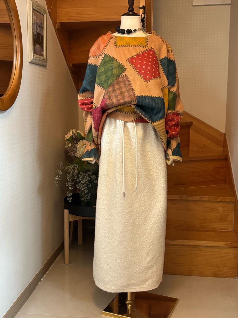 패치워크 니트 풀오버