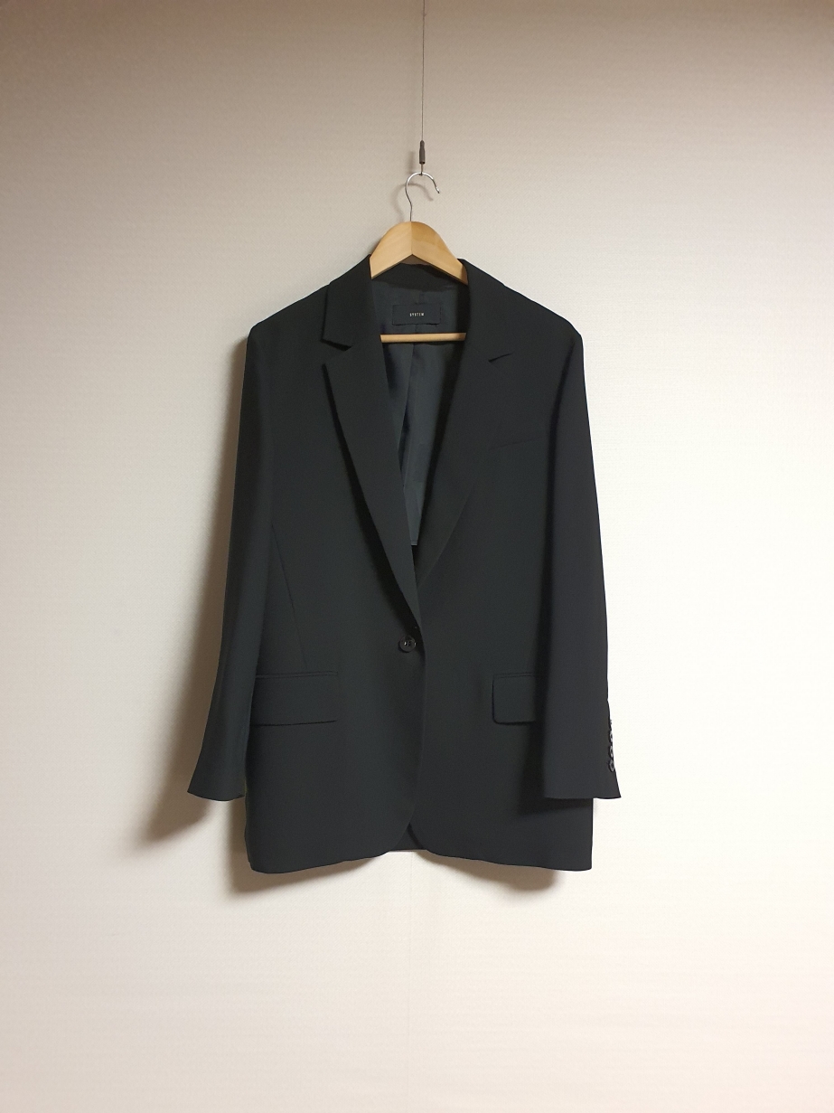 시스템 SYSTEM 원버튼 블랙 테일러드 자켓 55 사이즈 정품 