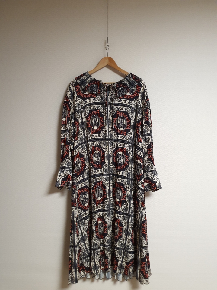 시스템 SYSTEM 플리츠 디테일 패턴 원피스 66사이즈 정품 