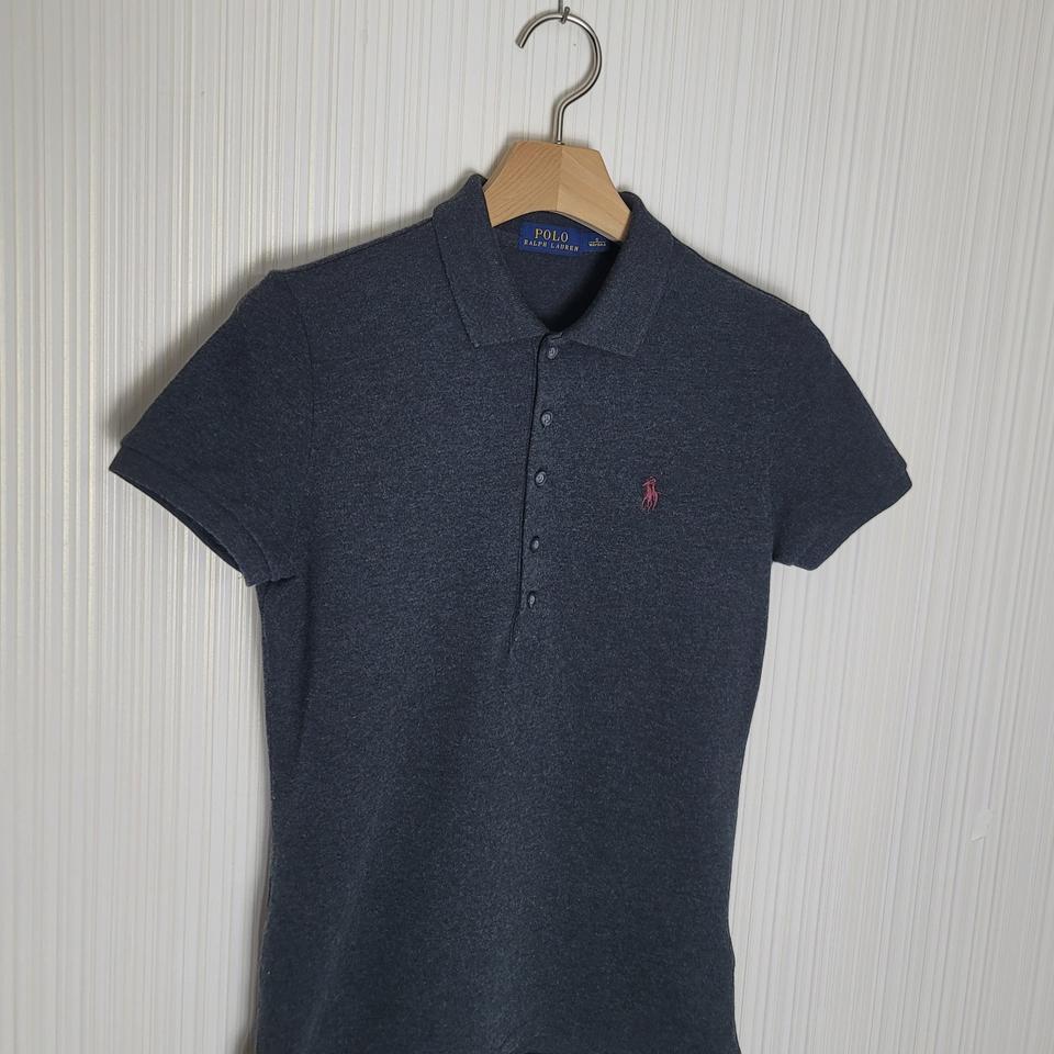 S 폴로 여성 반팔카라티 차콜 슬림스판 5버튼