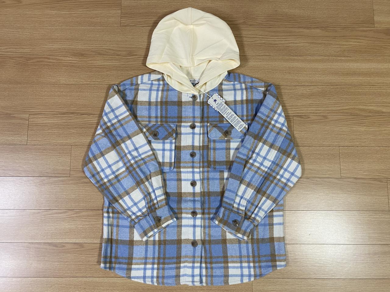 에꼴리에 체크 후드 셔츠 150~160