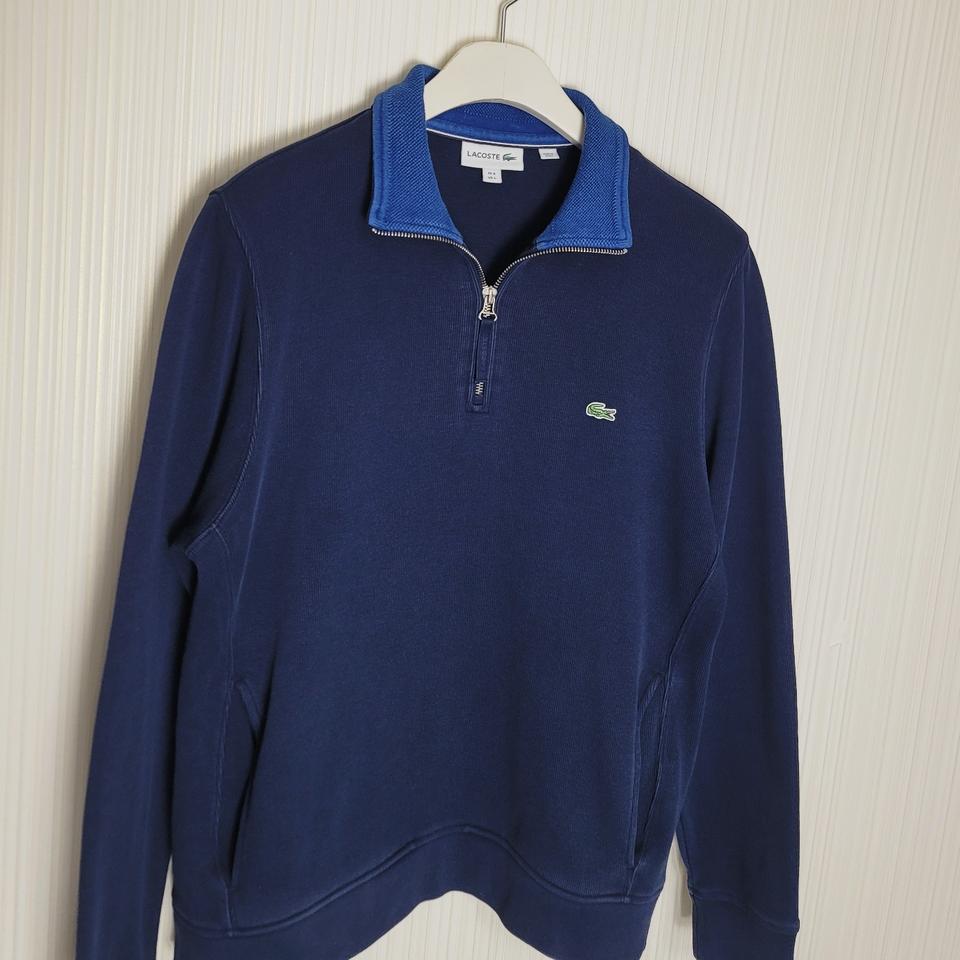 L 라코스테 반집업 스웻셔츠 네이비 카라배색