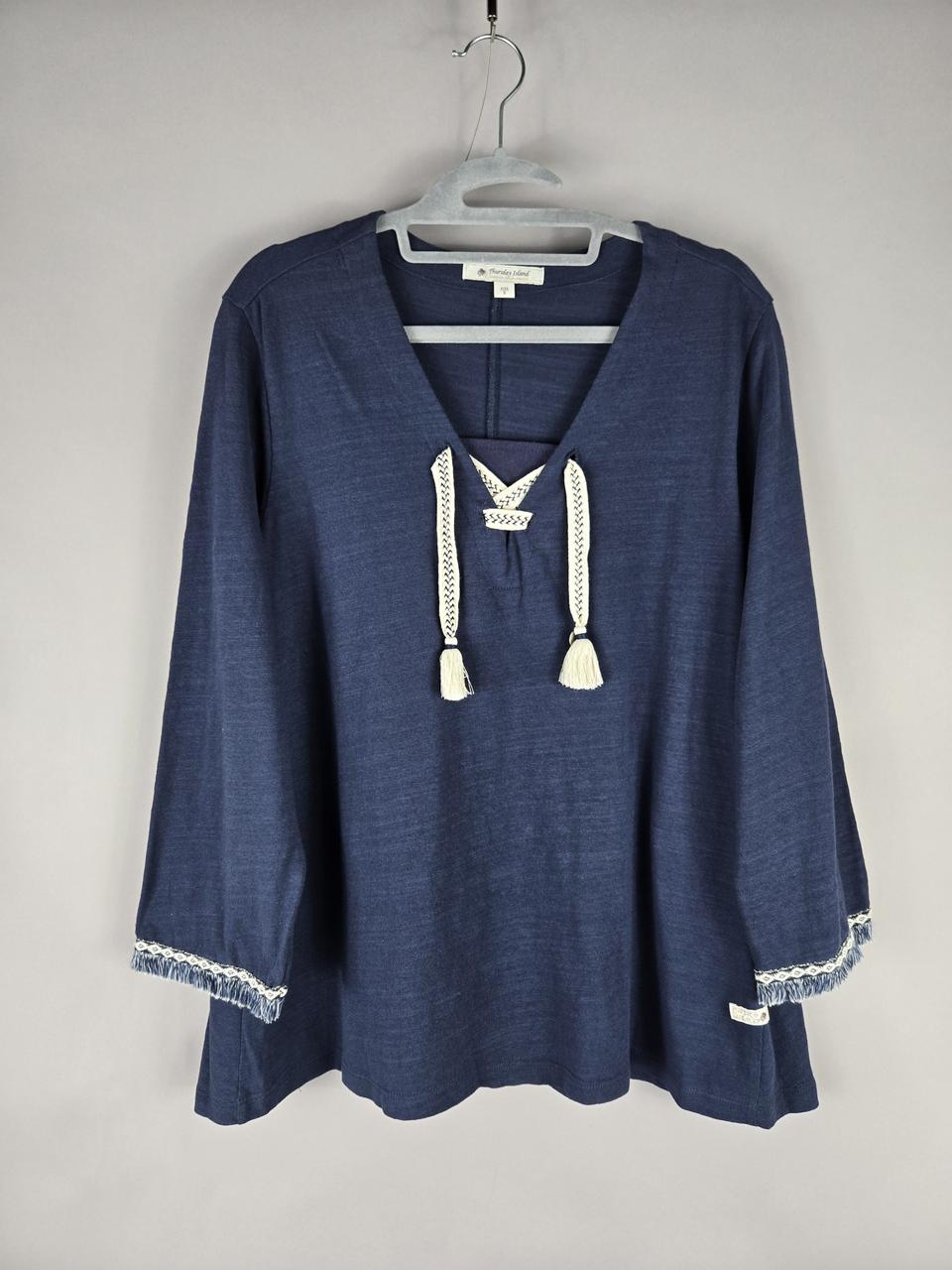 [무료배송]써스데이아일랜드 S 여성 루즈핏 A라인 에스닉 테슬 블라우스