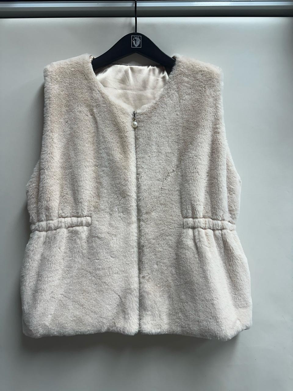 여성 퍼 조끼 여성용 L