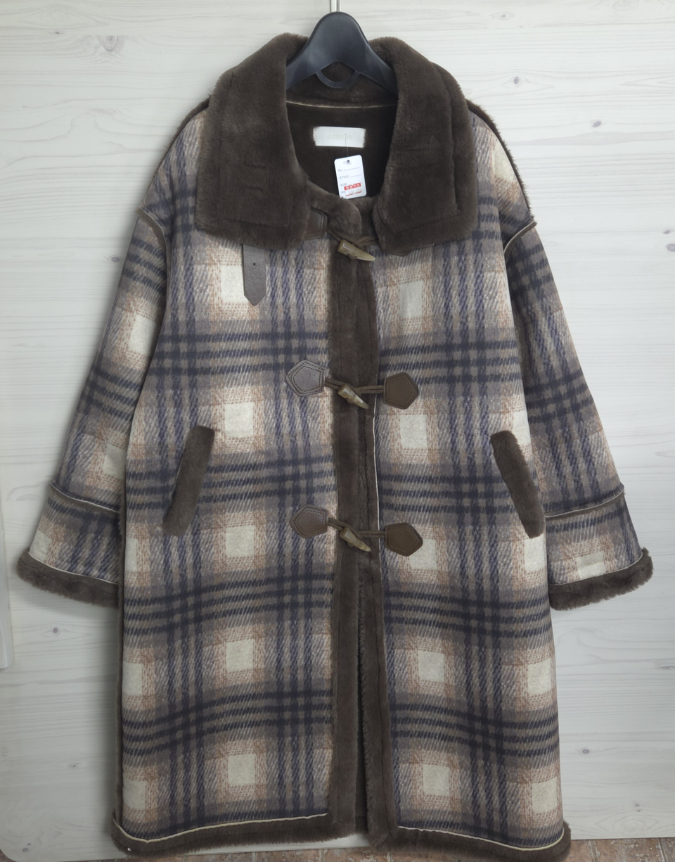 여88 체크패턴 브라운 떡볶이 롱코트