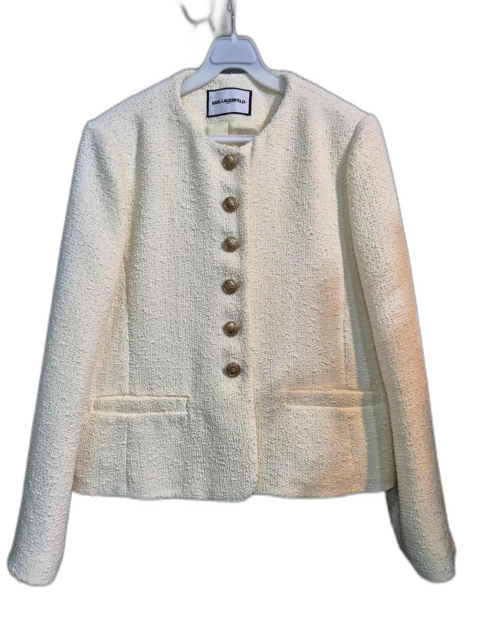 칼 라거펠트 아이보리 트위드 자켓 77 88