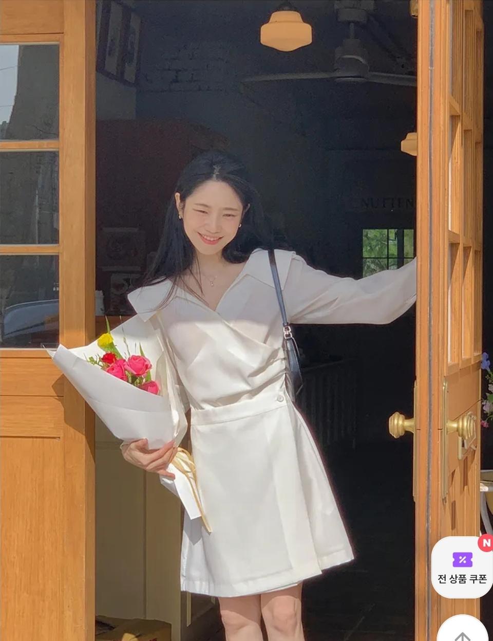 189 화이트 랩 미니 원피스