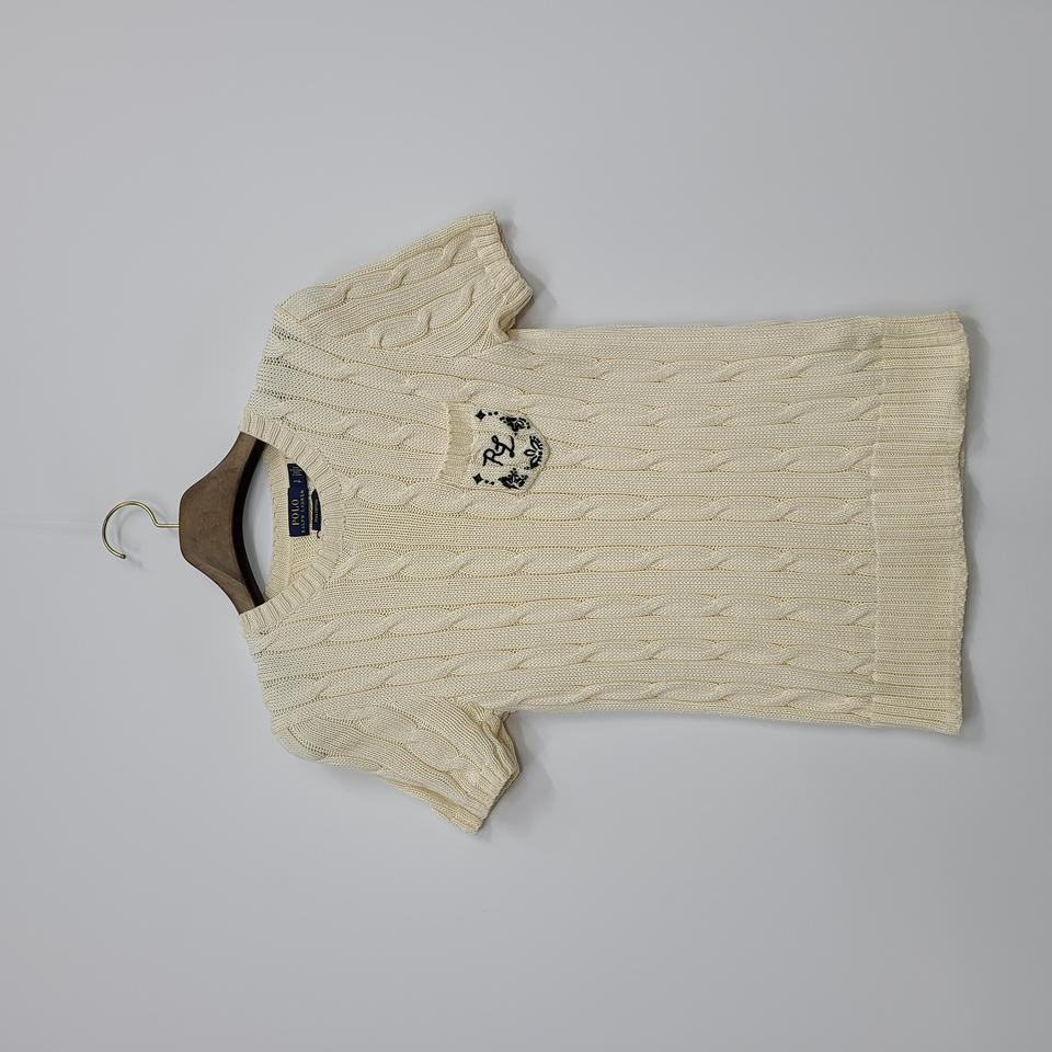 376/폴로 랄프로렌 신형 케이블 반팔 니트 아이보리/구제나라앨리스