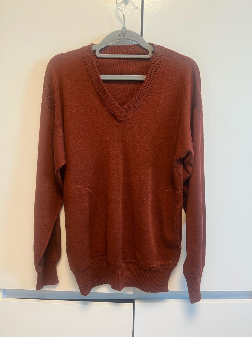 미국에서 구매한 브이넥 벽돌색 니트