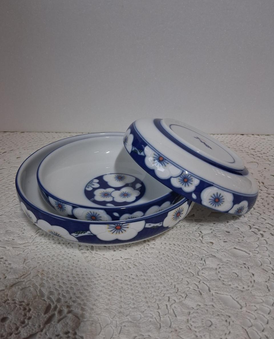 빈티지 살구꽃 무늬 찬기 3개