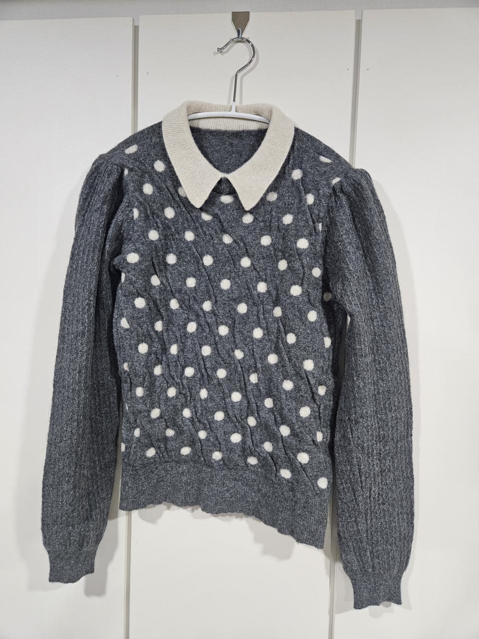 도트무늬 니트 긴팔 티셔츠