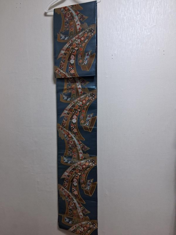 후쿠로오비 일본고전 타테와키 하나이리 자카드 견 후쿠로오비