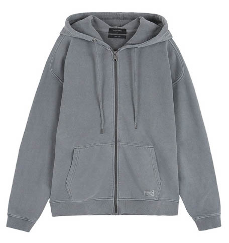 버커루 루즈핏 페이즐리 패턴 후드 집업 그레이 블루 L