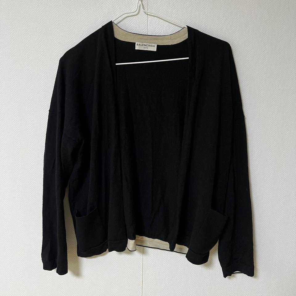 발렌시아가 블랙 니트 울 캐시미어 가디건 36