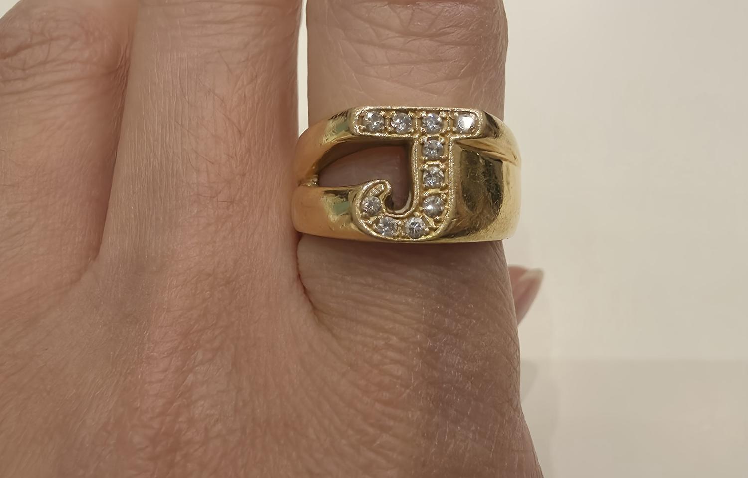 18k골드_J이니셜 다이아몬드 링