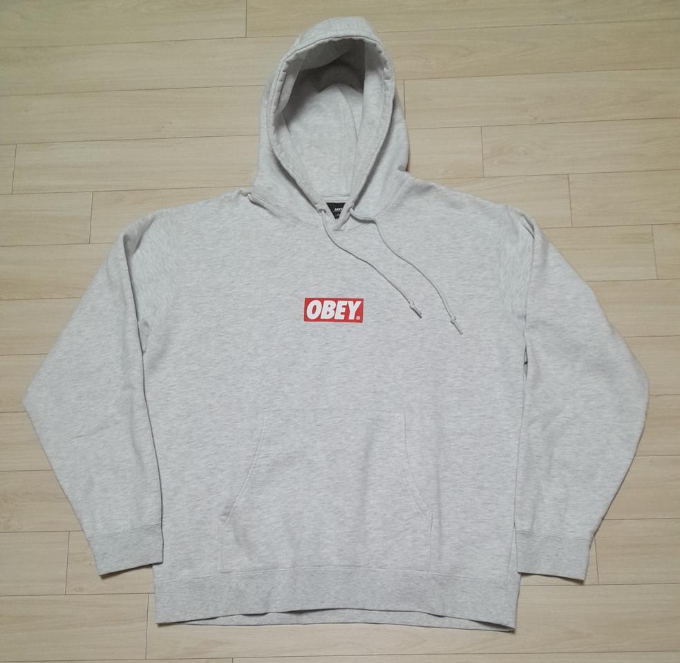 오베이 박스로고 후드 그레이 (XL)