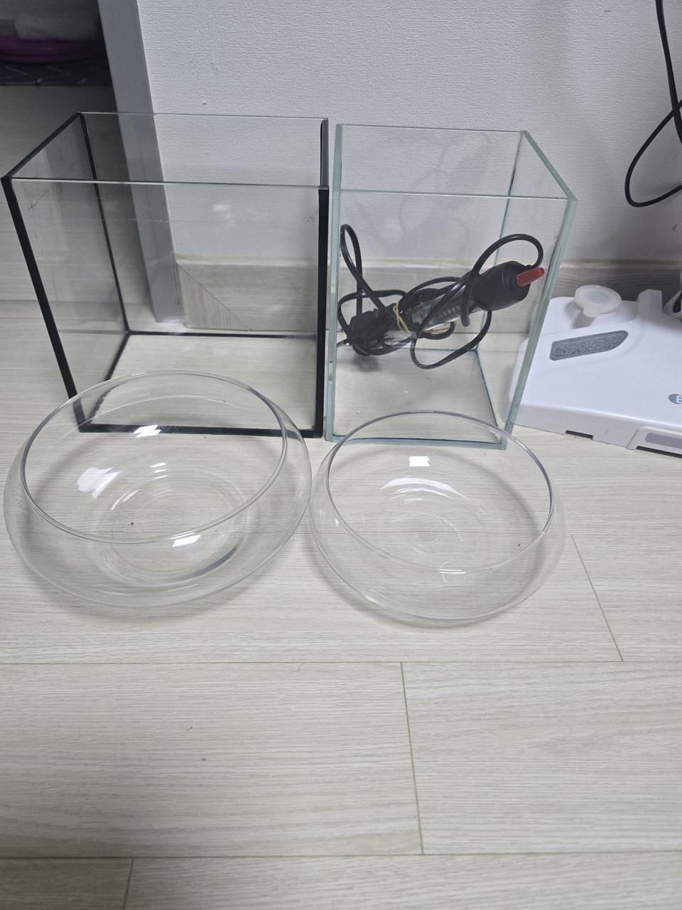 어항하고. 수경제배하는 원형 유리