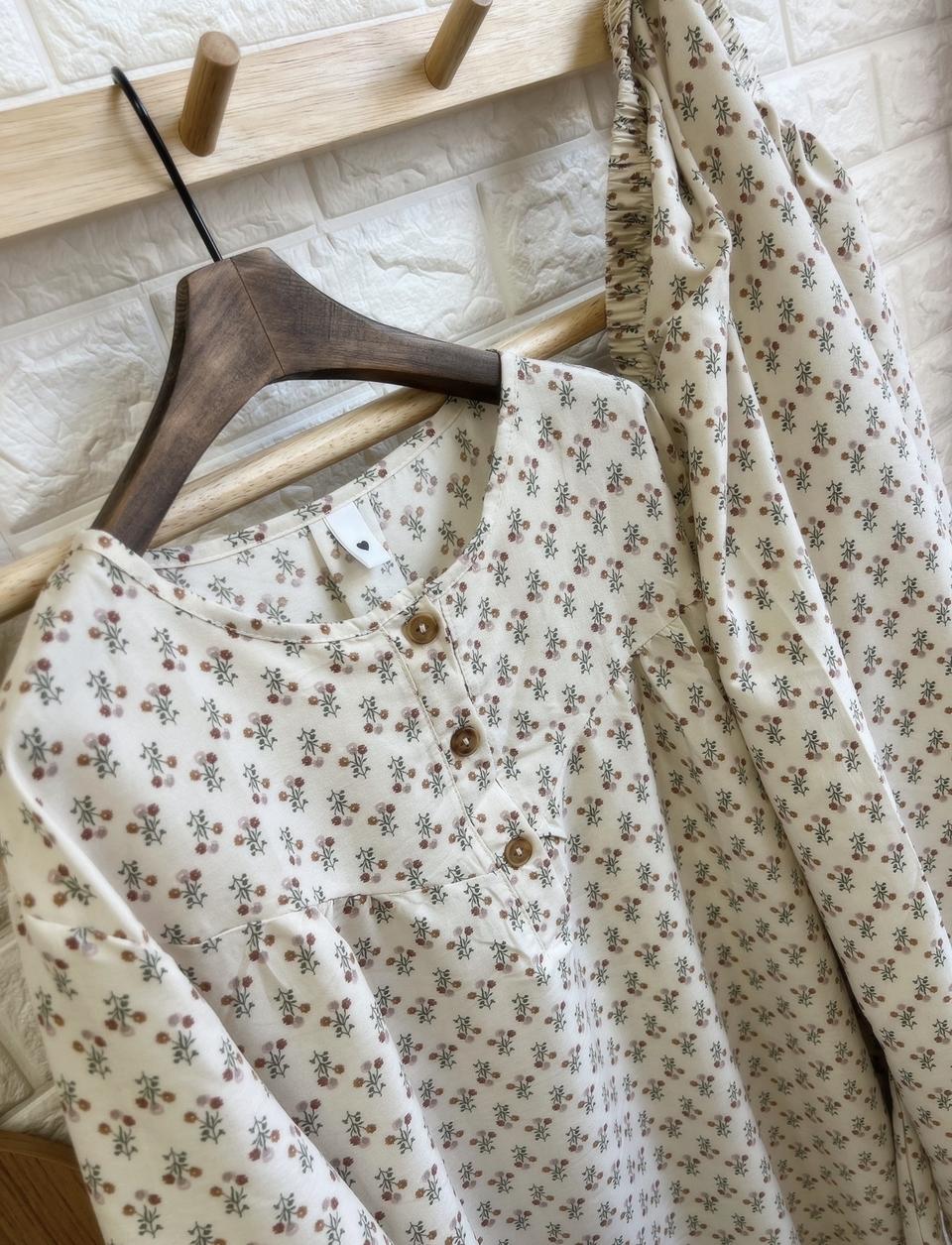 잔꽃무늬 원피스 바지세트