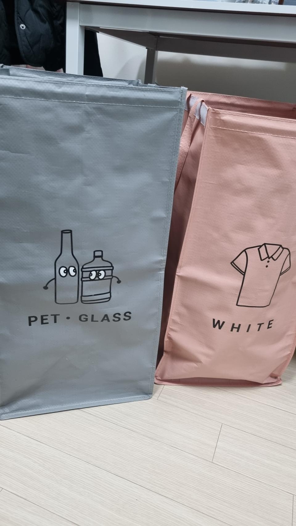 귀여운 디자인의 분리수거함 3개 세트