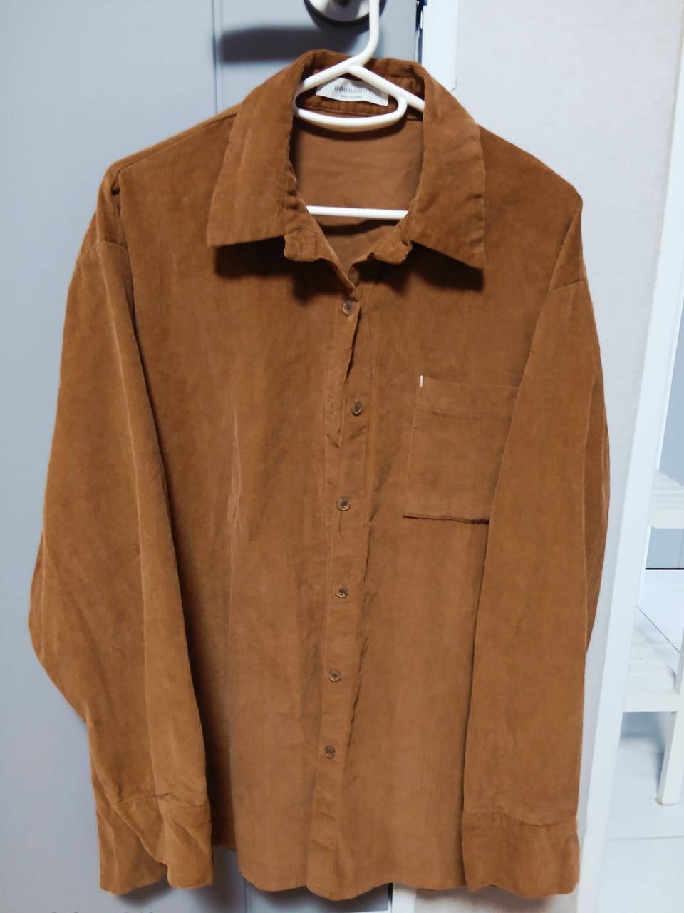 여성골덴 갈색 코듀로이 셔츠