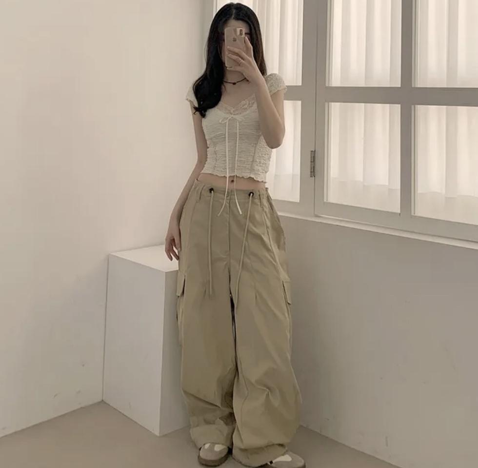 카고 포켓 와이드 롱팬츠