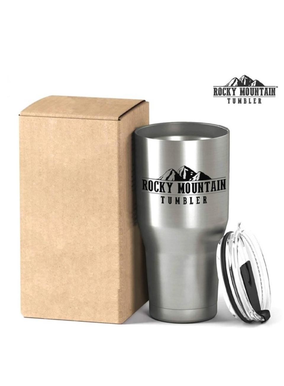 1+1 2개 마운틴 텀블러 900ml 화이트 실버 스텐 동코팅 보온보냉
