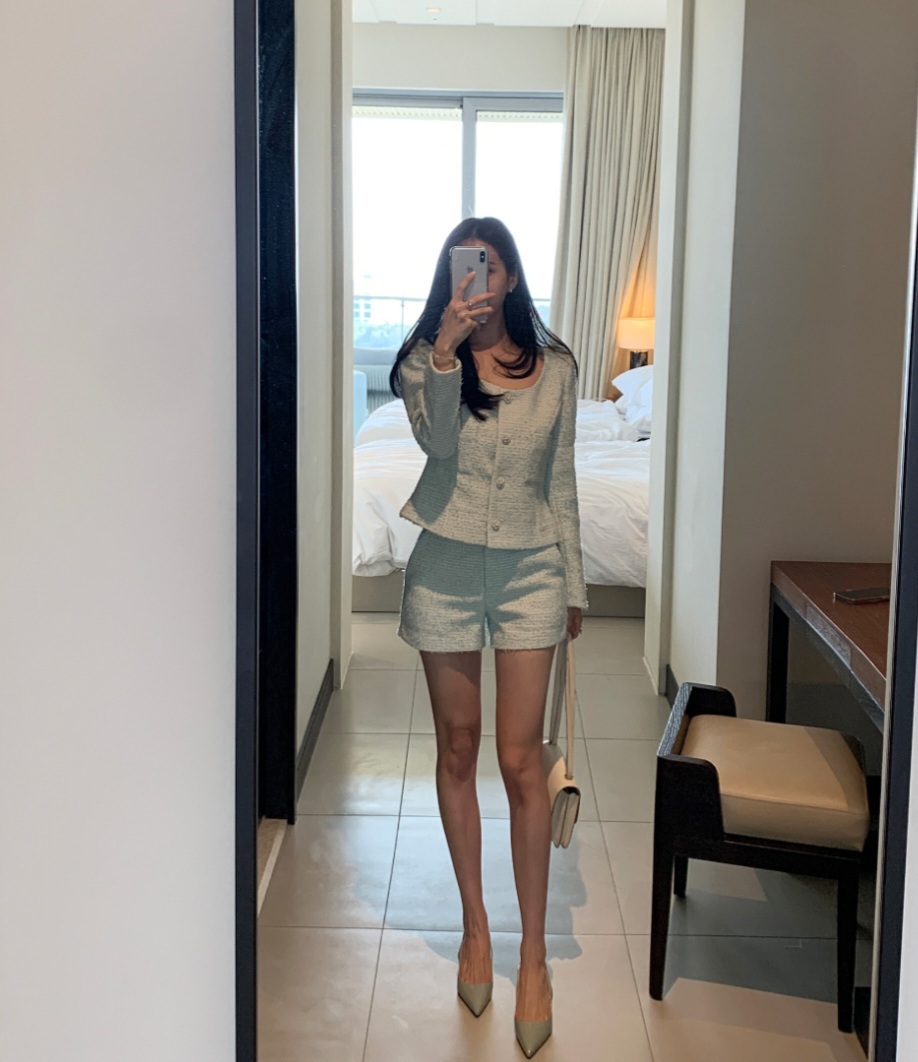 (새상품)더마농 프라하 트위드자켓, 트위드쇼츠 셋업 M사이즈