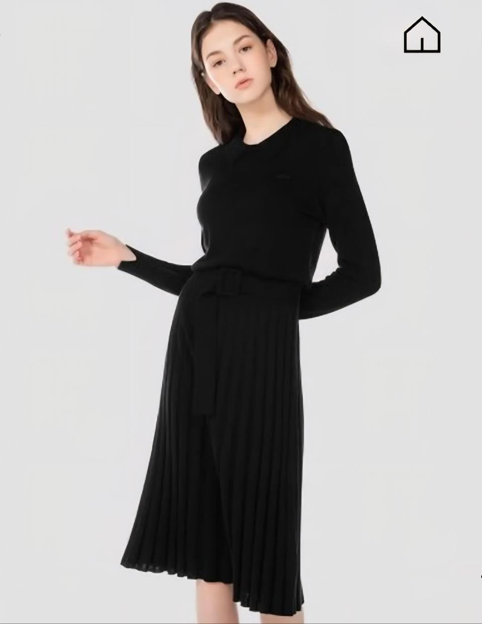 라코스테 울니트 벨티드 플리츠 원피스 55사이즈