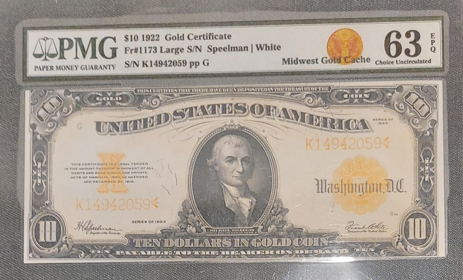 1992년 10달러 금태환권 pmg63