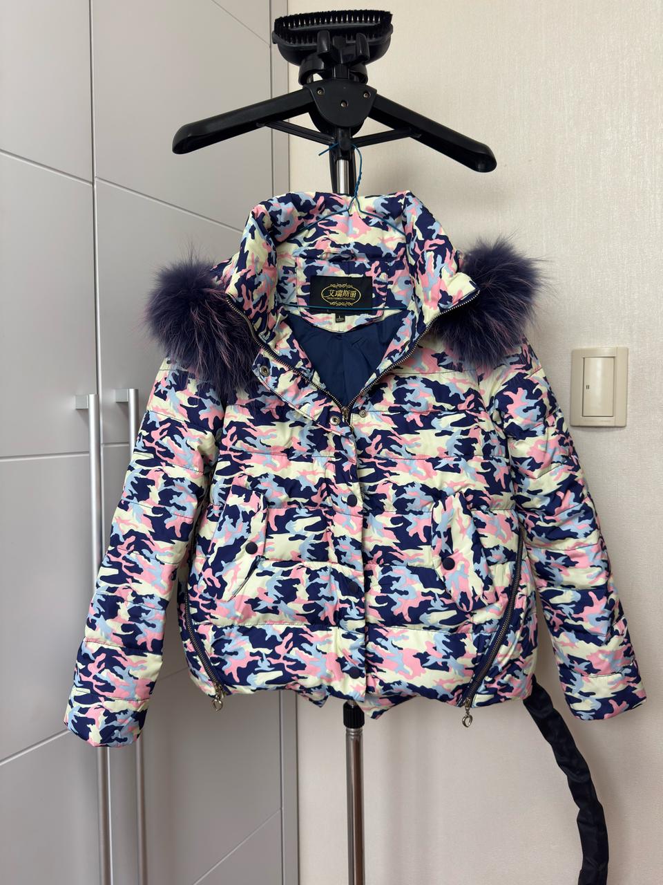 [새것]카모 패턴 퍼 숏 패딩55-66