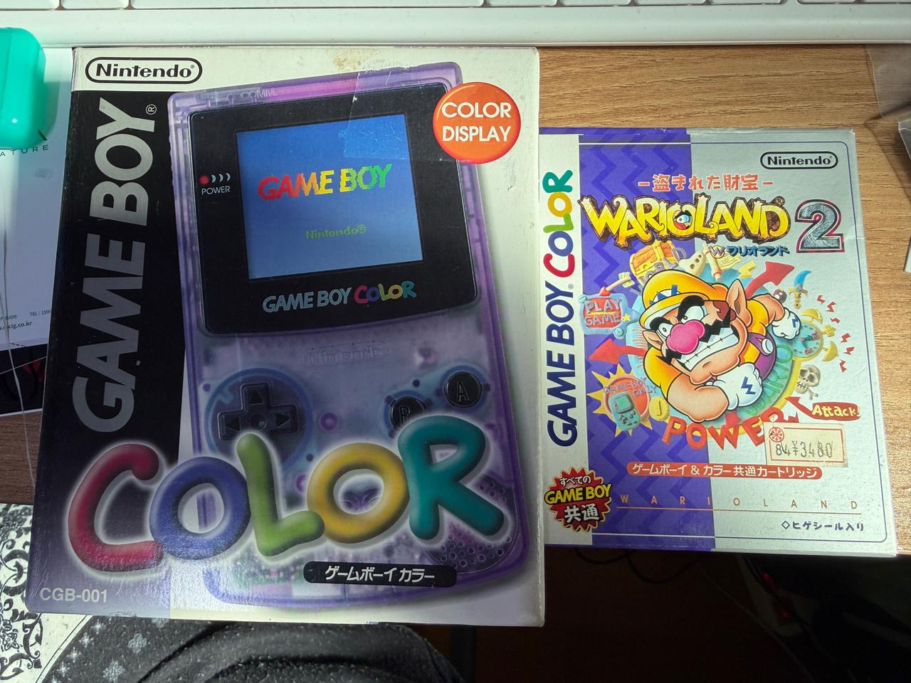 닌텐도 게임보이 컬러_ 클리어 퍼플+와리오랜드2