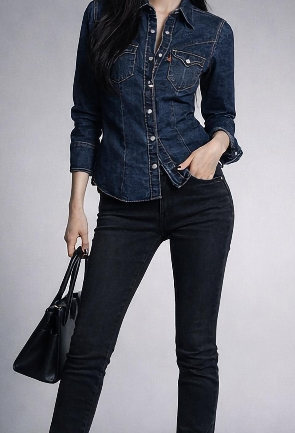 리바이스 여성 데님 웨스턴 셔츠