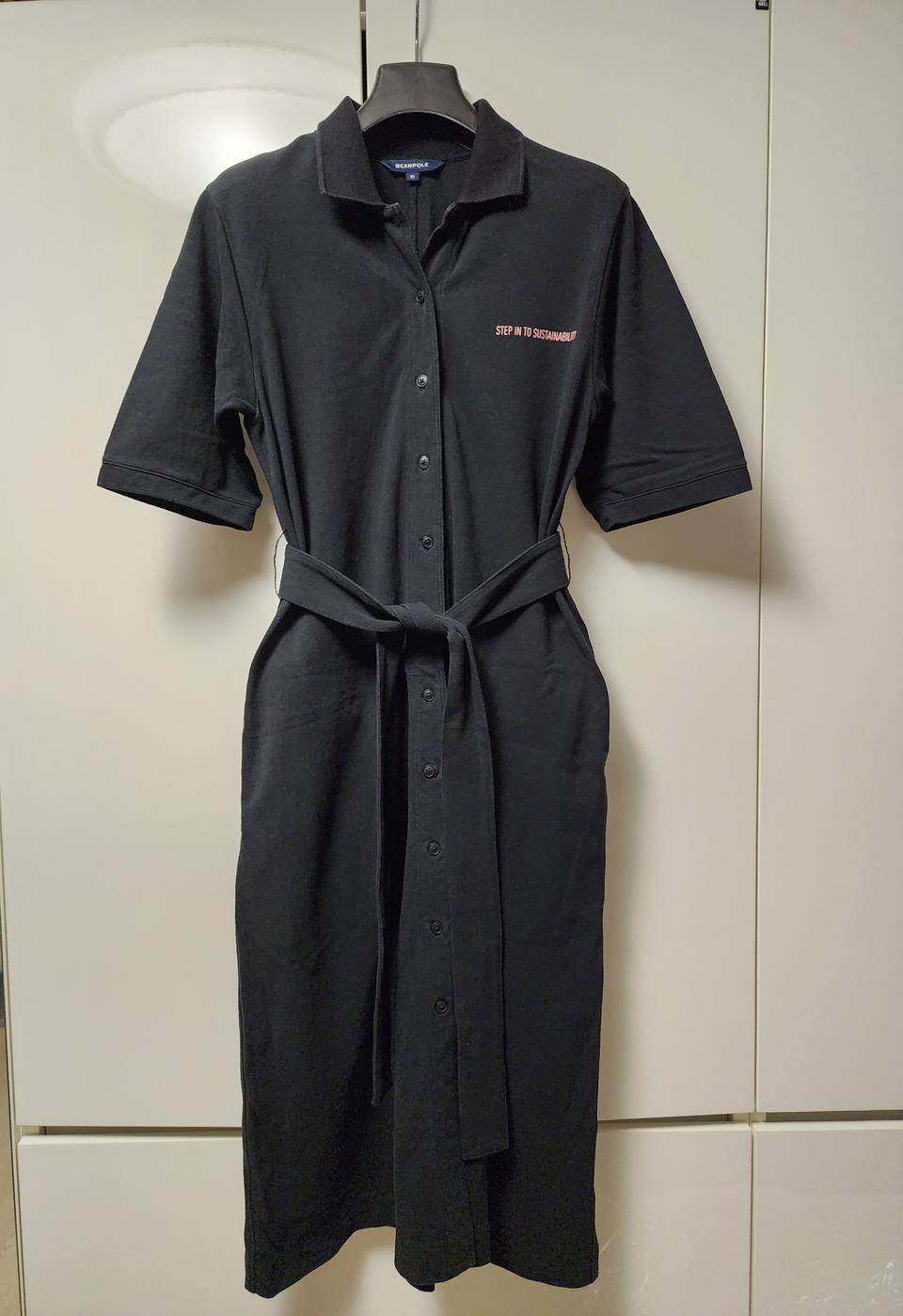 *빈폴 피케 원피스.90.블랙.