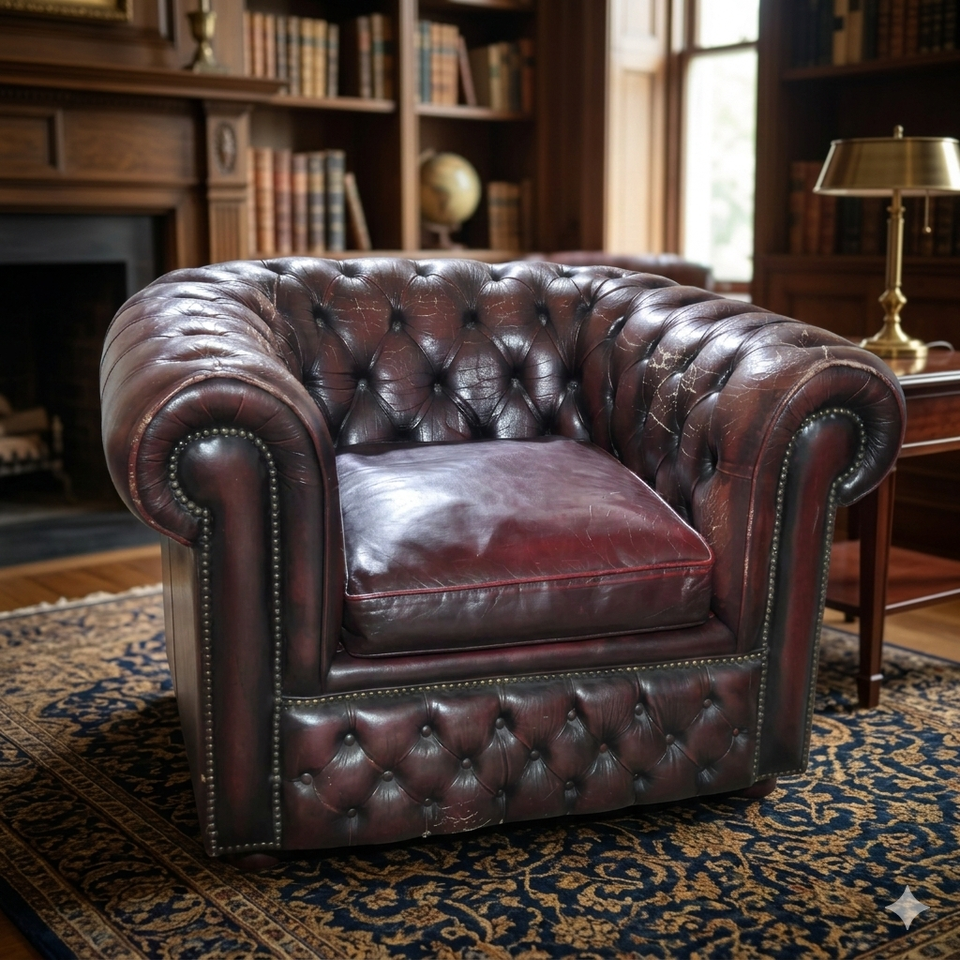 영국 체스터필드 최고급 전체 천연가죽 1인 소파