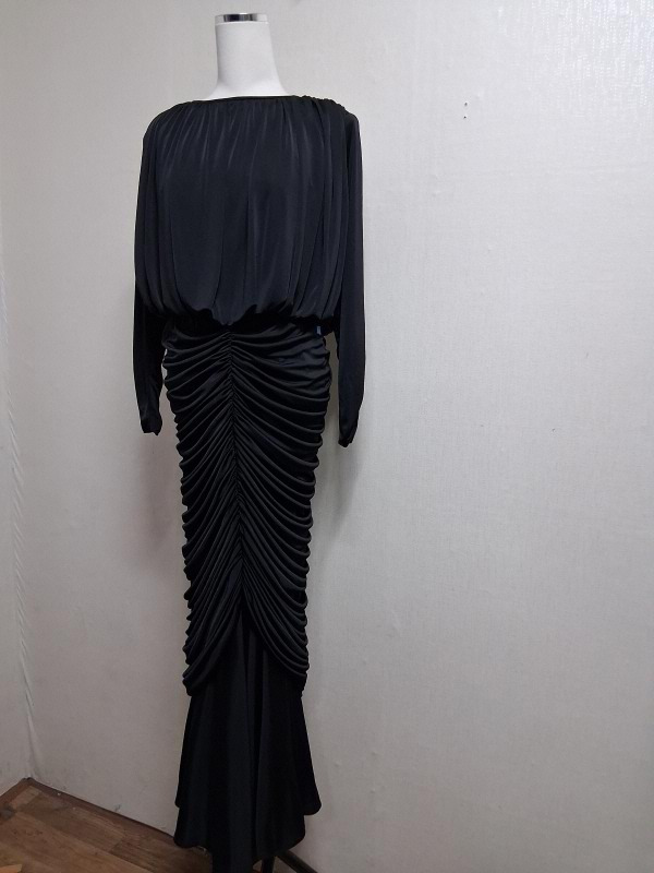Simonne 검정 져지 드레이프 셔링 롱원피스 행사복드레스 이브닝 66