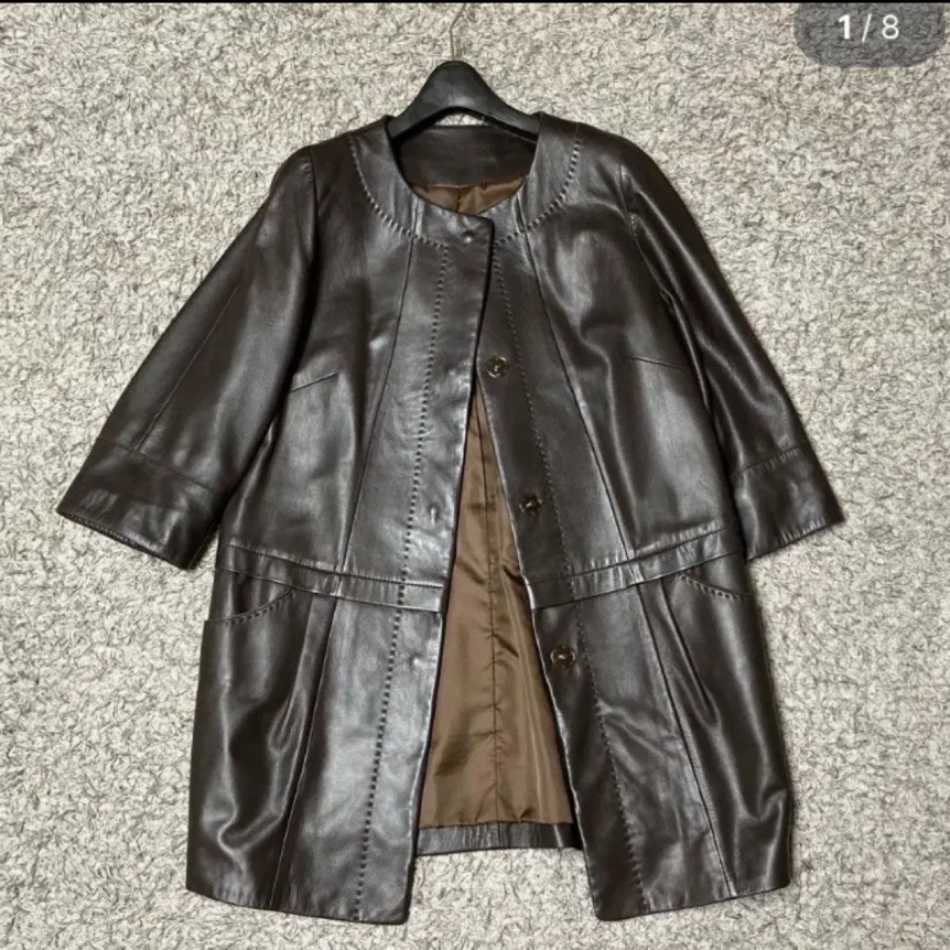 브라운 램스킨 코트