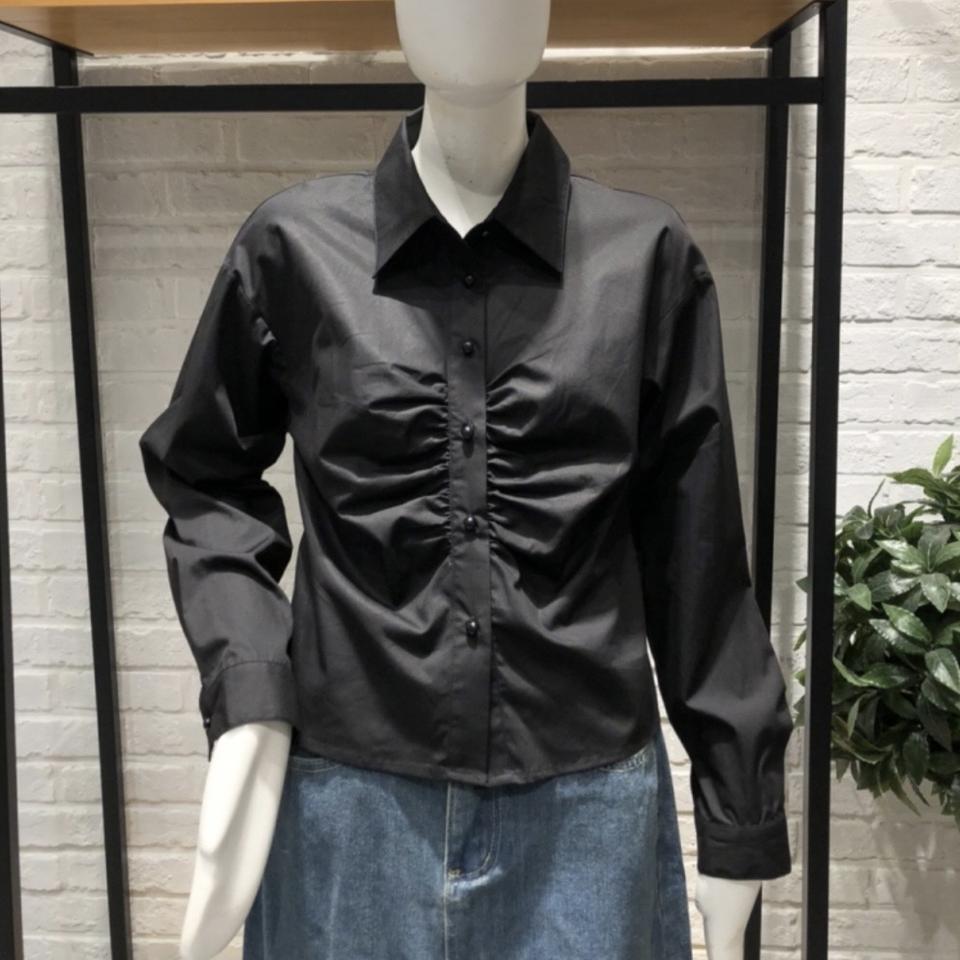 [새상품] 셔링 카라 셔츠 블라우스