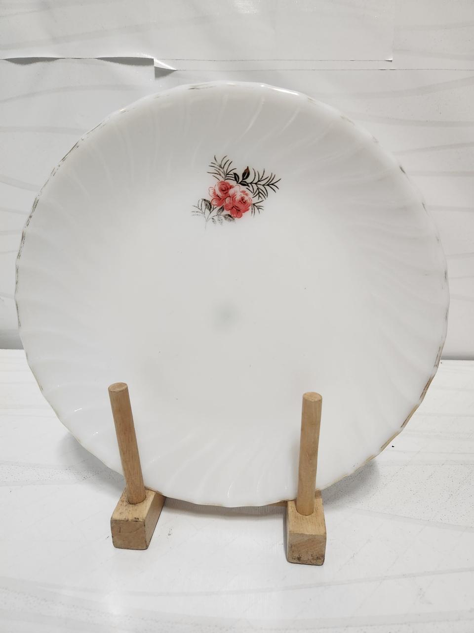 밀크글라스  빈티지 장미 무늬 접시