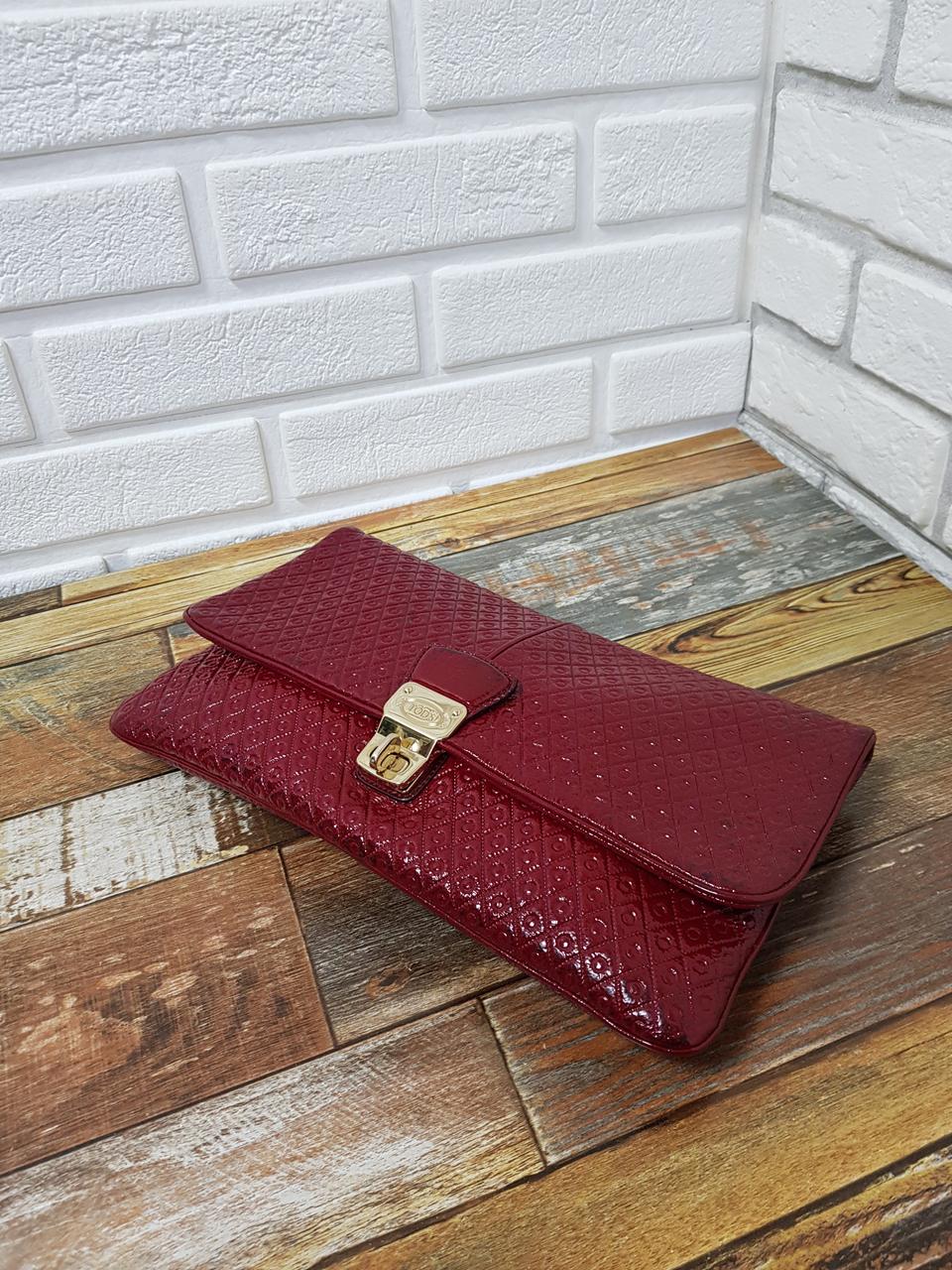 [정품] 토즈 페이던트 버건디 클러치