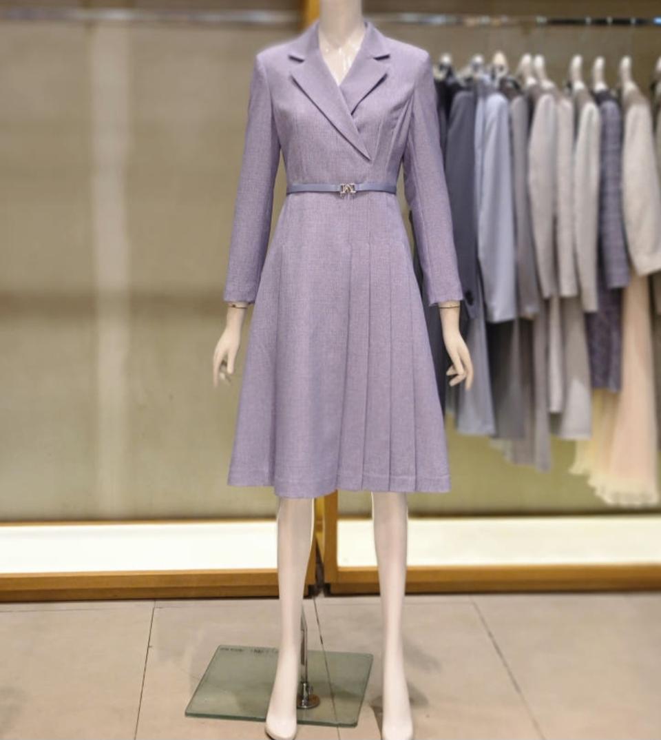 실착1회.라인 원피스 55사이즈 멜란지블루 색상