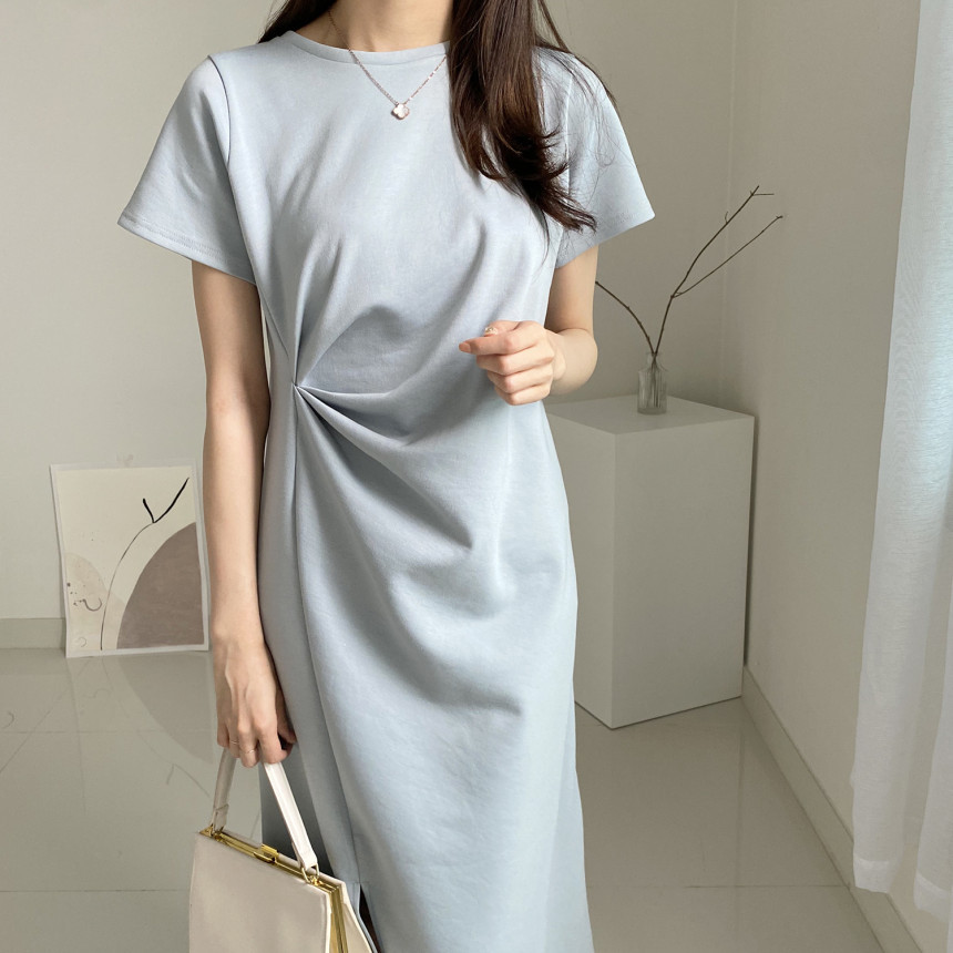 반팔 셔링 롱원피스